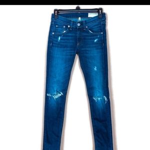 Rag and bone cropped skinny jeans with distressing